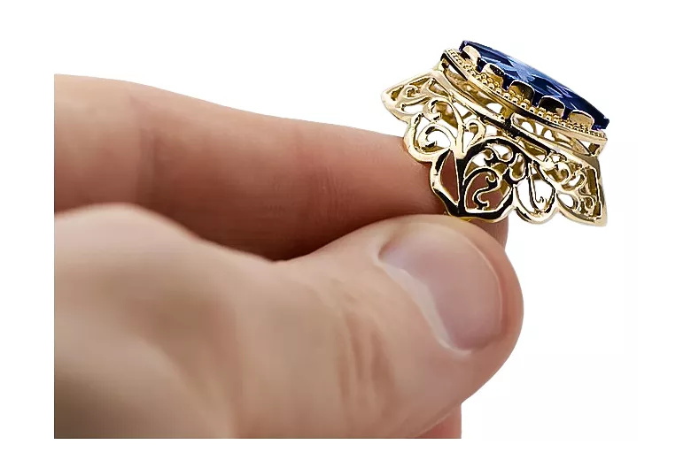  Safír 14k žluté zlato Vintage style vrc017y